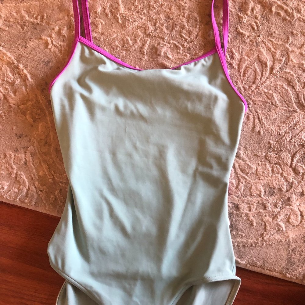 Yumiko "Kiki" Leotard, Medium, Mint/Fuchsia